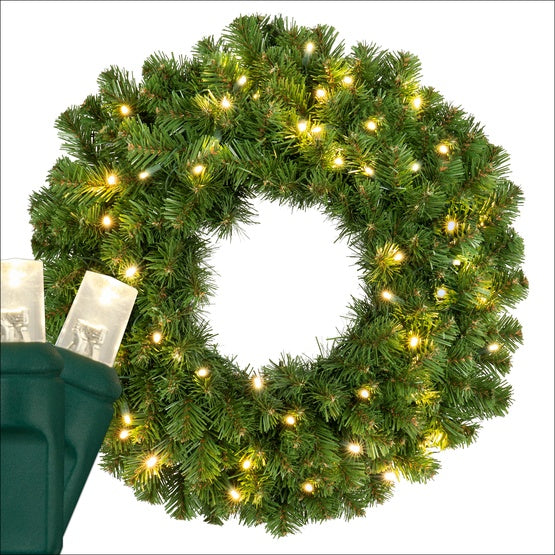 24'' Sequoia Fir Wreath With 50 LED Lights - Warm White (Not included in Flat Rate Shipping)