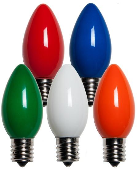 C9 Multi Colored Opaque Incandescent Bulbs